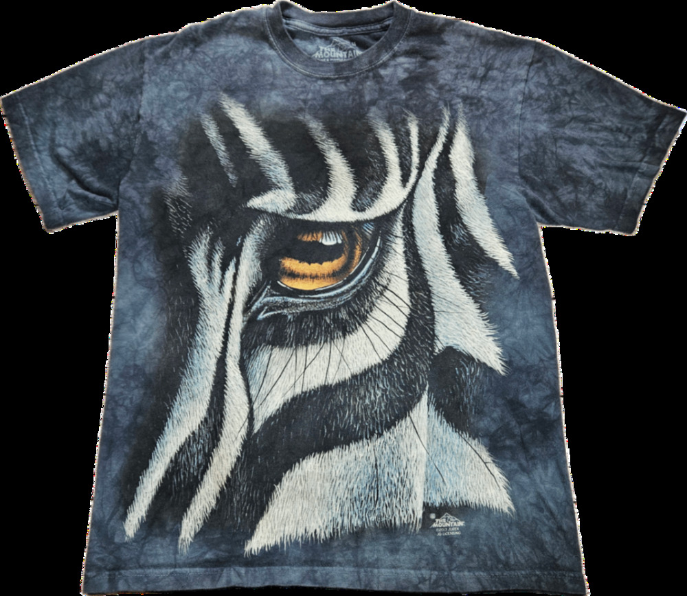 The Mountain Men's Gray Tie-Dye M Zebra Eye Graphic T-Shirt Cotton Tee